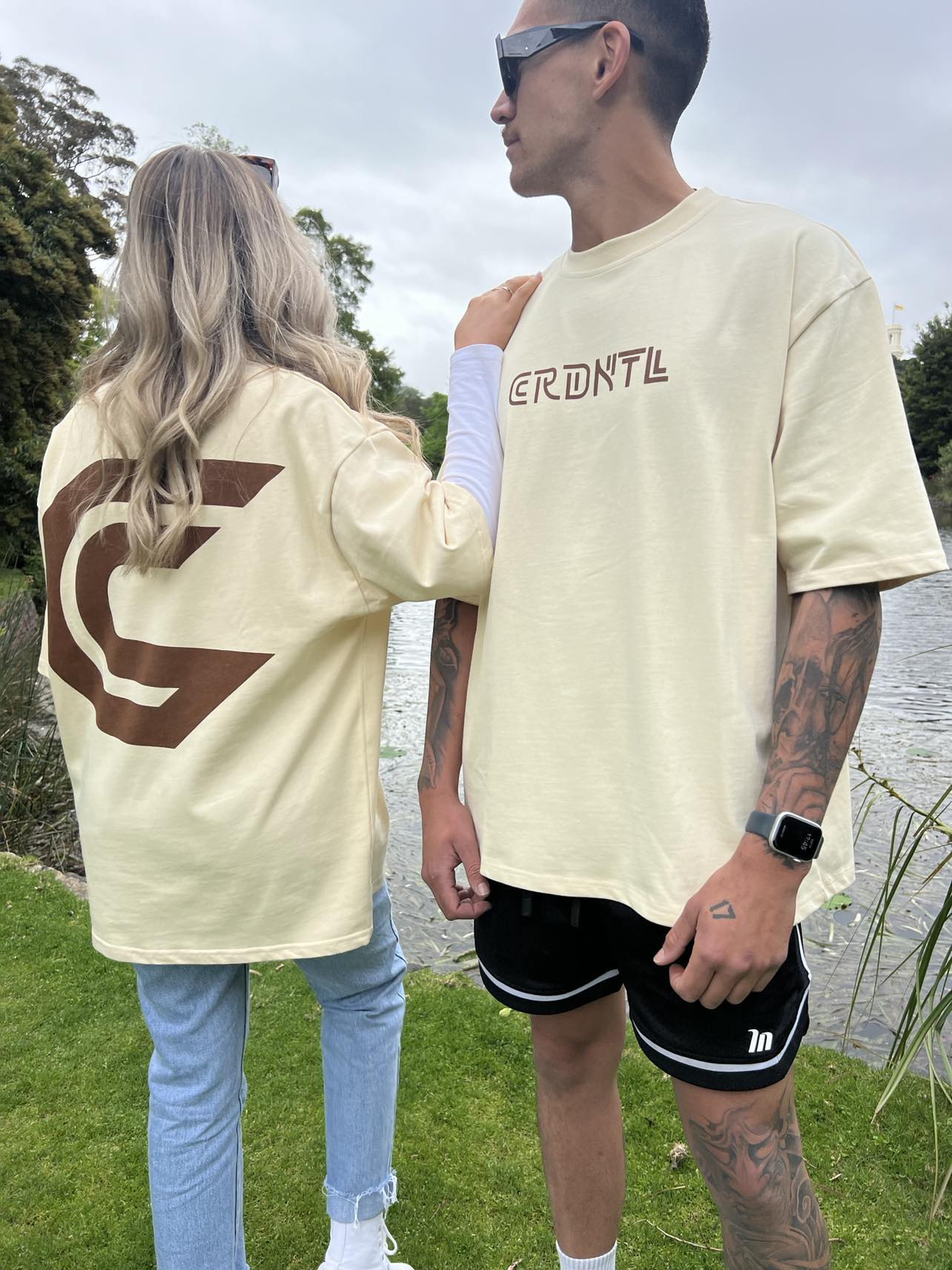 CRDNTL Essential Oversized T-Shirt (Cream x Brown)