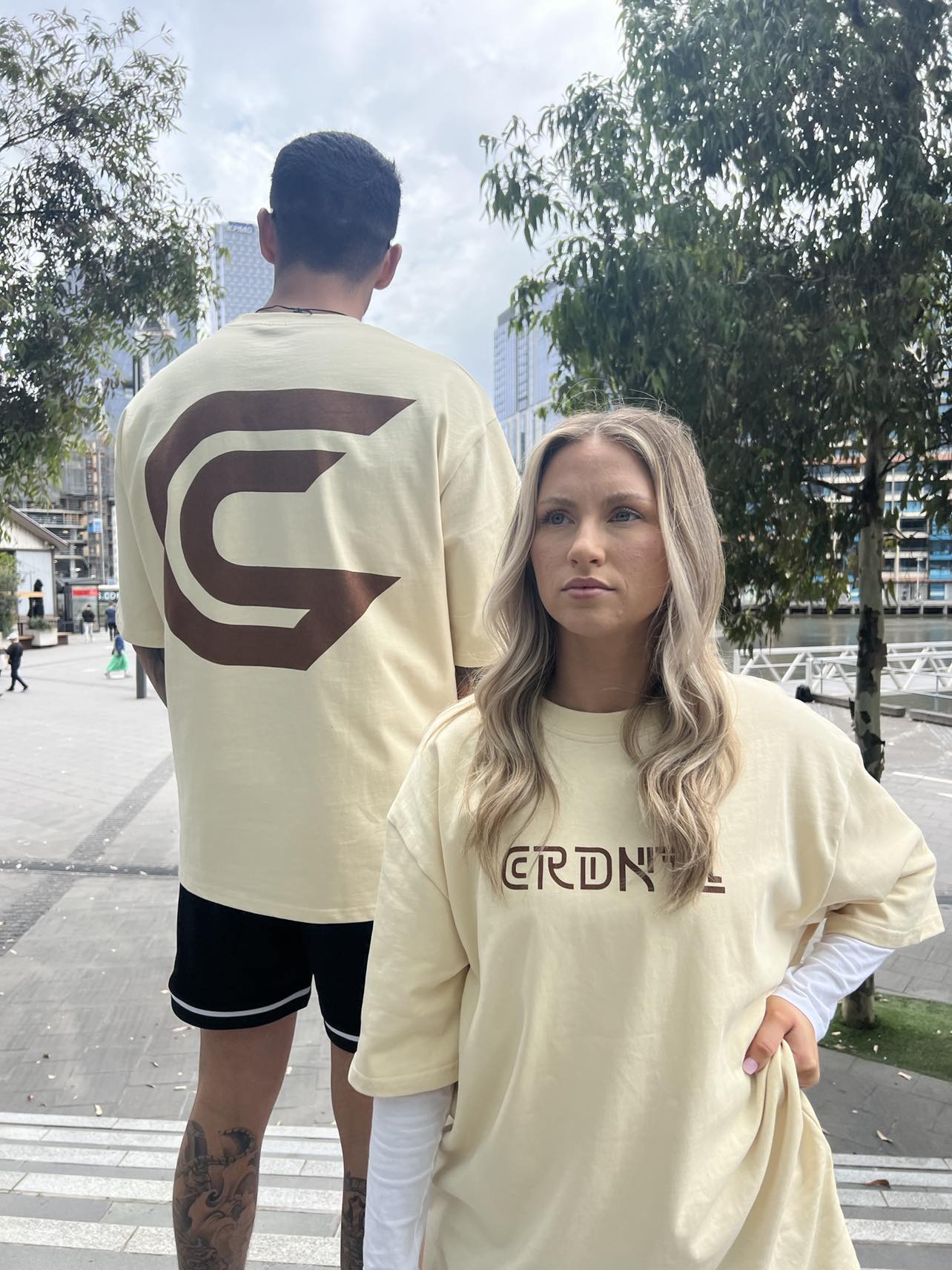 CRDNTL Essential Oversized T-Shirt (Cream x Brown)