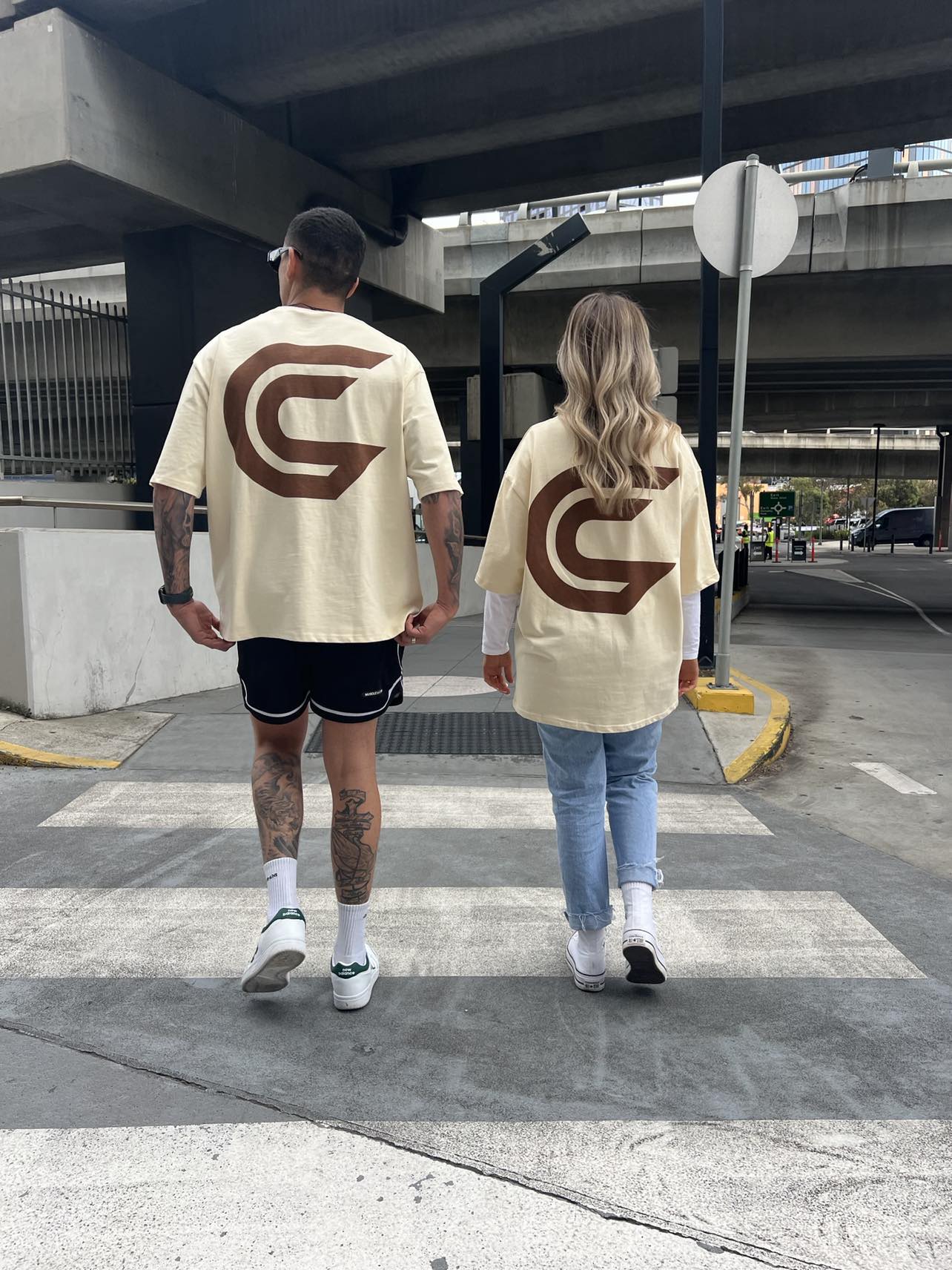 CRDNTL Essential Oversized T-Shirt (Cream x Brown)