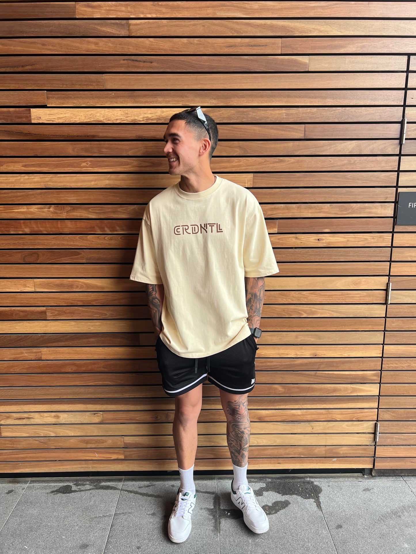 CRDNTL Essential Oversized T-Shirt (Cream x Brown)